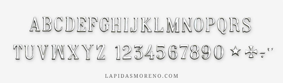 Tipografia en Acero Inoxidable Estrecha Lapidas Moreno